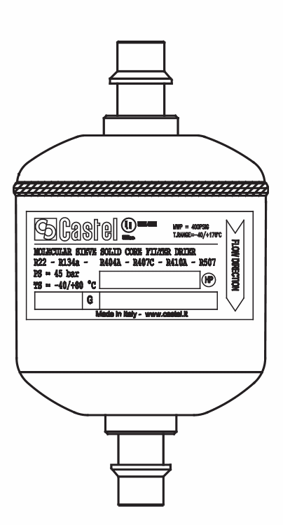 實心干燥過濾器4308/2S,100%分子篩,SAE焊接接頭